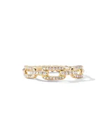 Stax Chain Link Ring 18K Gold with Pavé Diamonds