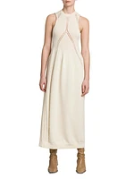 Wool-Blend Open-Stitch Midi-Dress