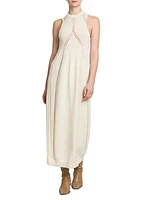 Wool-Blend Open-Stitch Midi-Dress