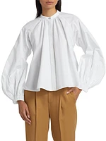 Poplin Puff-Sleeve Shirt