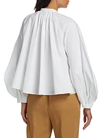 Poplin Puff-Sleeve Shirt