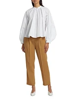 Poplin Puff-Sleeve Shirt