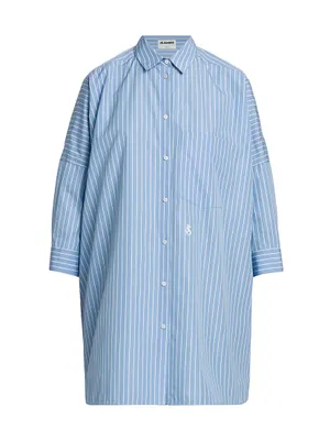 Oversized Stripe Cotton Button-Front Shirt