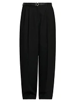 Wool Belted Wide-Leg Trousers