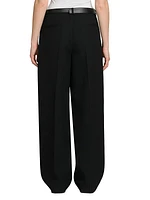 Wool Belted Wide-Leg Trousers