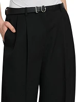 Wool Belted Wide-Leg Trousers