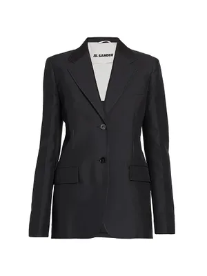 Gabardine Silk-Blend Tailored Blazer