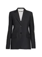 Gabardine Silk-Blend Tailored Blazer