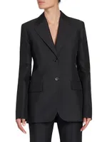 Gabardine Silk-Blend Tailored Blazer