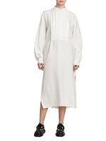 Pleated Bib Midi Shirtdress