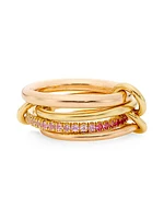 Two-Tone 18K Gold & Pink Sapphires Linked Rings