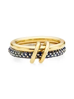 Saks Ombré Exclusive Two-Tone 18K Gold & Blue Sapphire Linked Rings