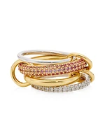 Two-Tone 18K Gold, Pink Sapphires & 2.15 TCW Diamond Four-Link Ring