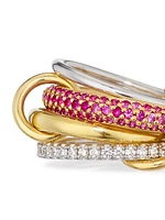 Two-Tone 18K Gold, Pink Sapphires & 2.15 TCW Diamond Four-Link Ring