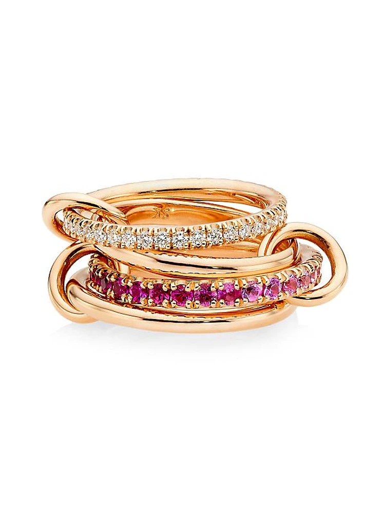 Saks Ombré Exclusive 18K Rose Gold, 1.85 TCW Diamond & Pink Sapphire Linked Rings