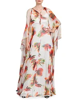 Sheer Floral-Silk Gown