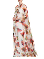 Sheer Floral-Silk Gown