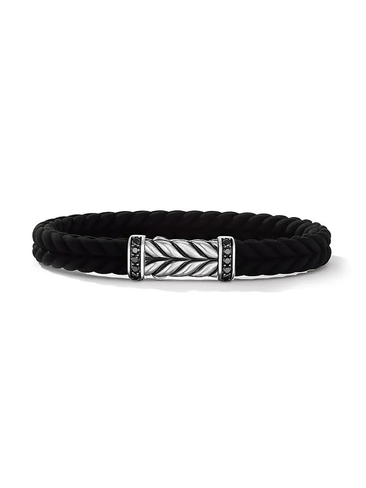 Chevron Black Rubber Bracelet with Pavé Diamonds