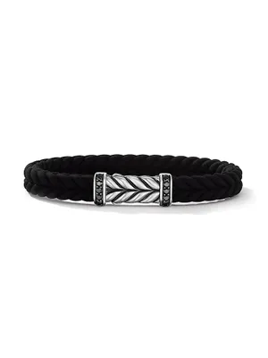 Chevron Black Rubber Bracelet with Pavé Diamonds