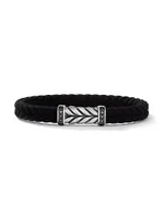 Chevron Black Rubber Bracelet with Pavé Diamonds