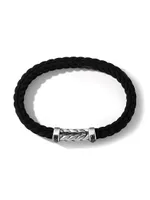 Chevron Black Rubber Bracelet with Pavé Diamonds