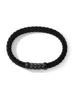Chevron Black Rubber Bracelet with Titanium