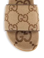 GG Leather-Trimmed Slides