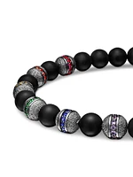 Spiritual Beads Rainbow Bracelet with Black Onyx, Pavé Sapphires and Tsavorites