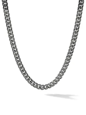 Curb Chain Necklace with Pavé Black Diamonds