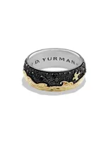 Waves Band Ring with 18K Yellow Gold and Pavé Black Diamonds