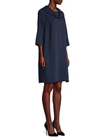 Cowlneck Crepe Shift Dress