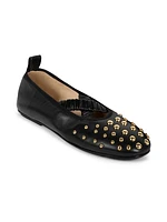 June Studded Leather Ballerina Flats