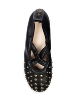 June Studded Leather Ballerina Flats