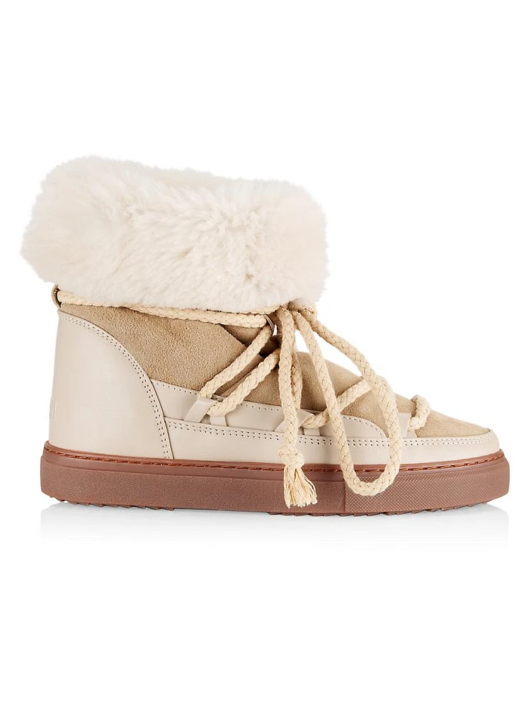 Shearling & Leather High-Top Sneakers