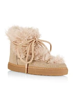 Long Curly Shearling Wedge Sneakers