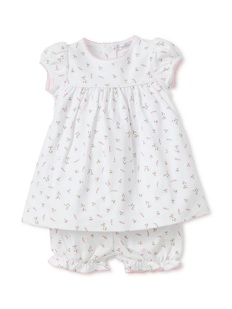 Baby Girl's Garden Rose Print Dress & Bloomers Set