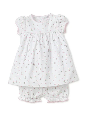 Baby Girl's Garden Rose Print Dress & Bloomers Set