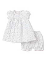 Baby Girl's Garden Rose Print Dress & Bloomers Set