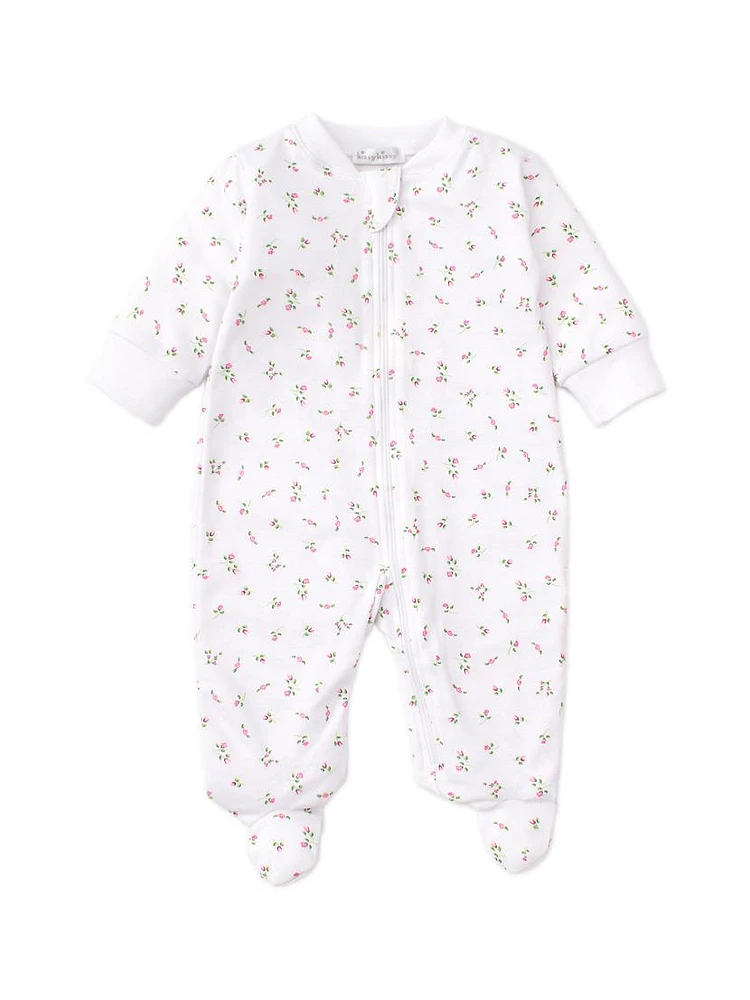 Baby Girl's Floral Print Footie