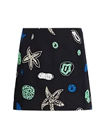 Ronan Embroidered Linen Miniskirt