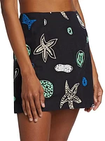 Ronan Embroidered Linen Miniskirt