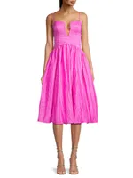 Crinkle A-Line Midi-Dress