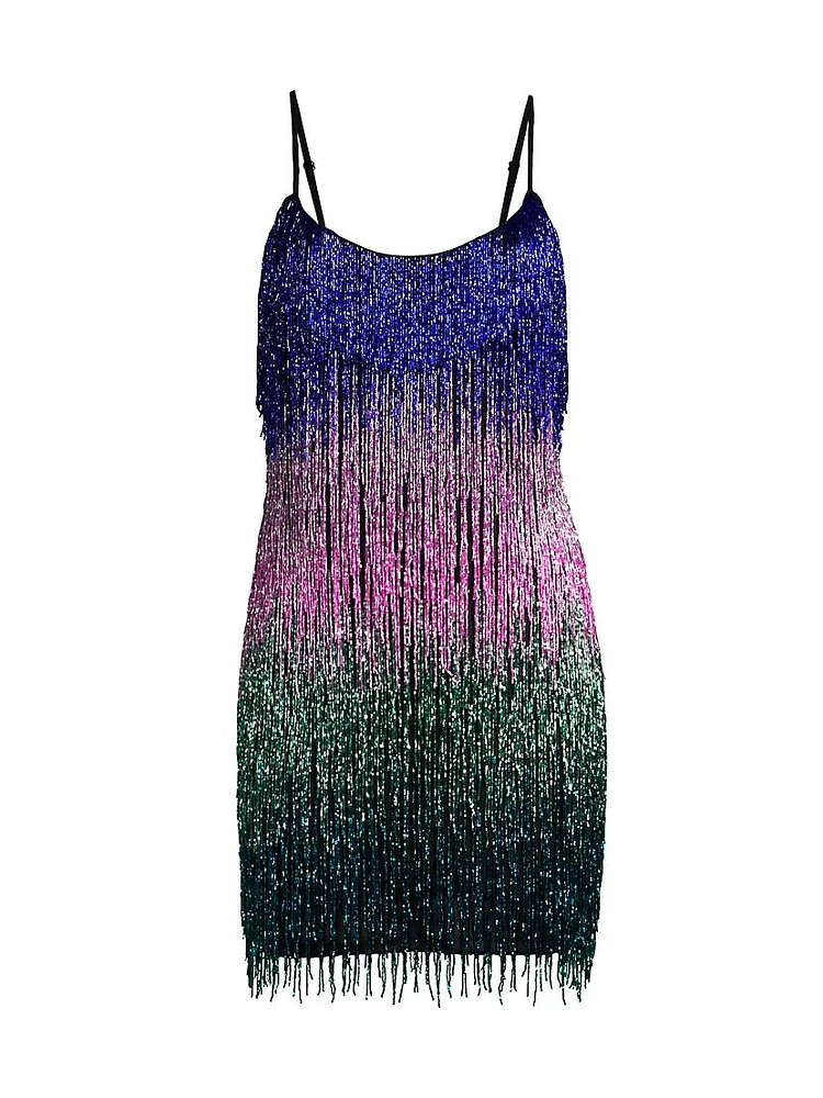 Ombré Beaded Fringe Minidress