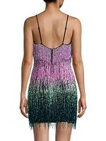 Ombré Beaded Fringe Minidress