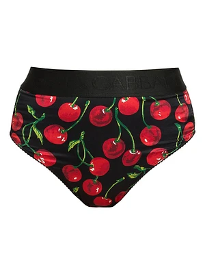 Cherry-Print High-Waist Briefs