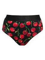 Cherry-Print High-Waist Briefs