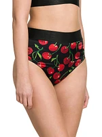 Cherry-Print High-Waist Briefs