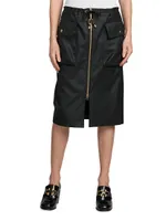 Coated Cargo Midi-Skirt