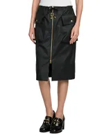 Coated Cargo Midi-Skirt