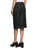 Coated Cargo Midi-Skirt